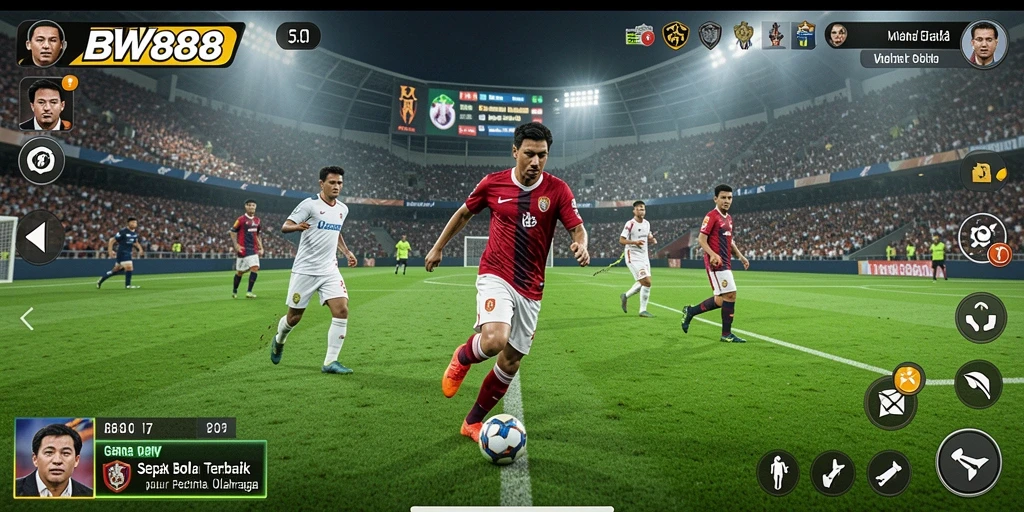 Tampilan gameplay BW888 yang seru dan mendebarkan selama pertandingan sepak bola.