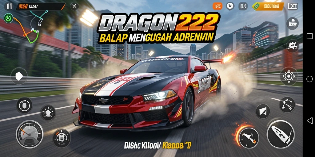 Tampilan gameplay menegangkan dari balapan mobil DRAGON222.