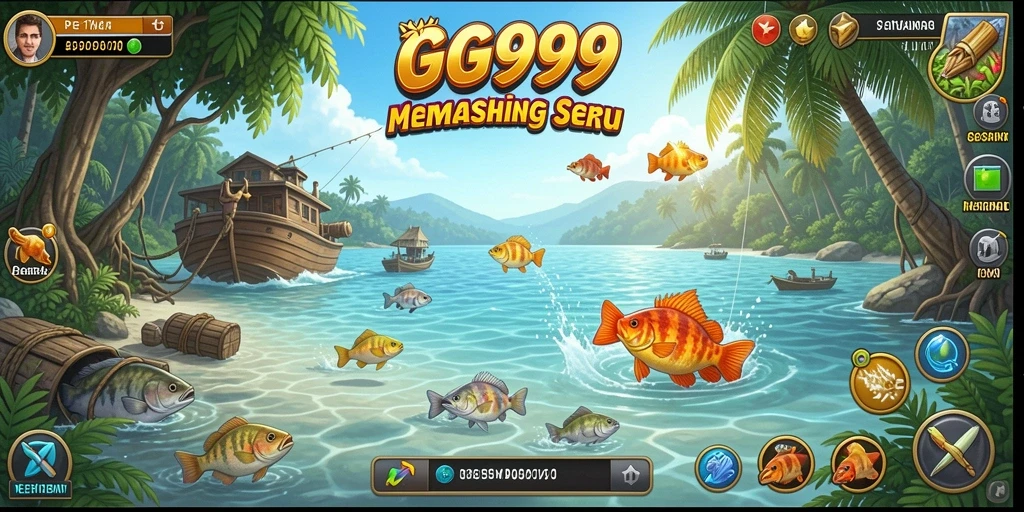 Screenshot gameplay GG999 yang menunjukkan aksi seru saat memancing.