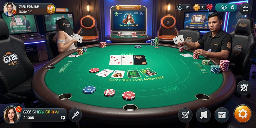 Screenshot gameplay GX88 yang menampilkan momen seru bermain Poker.
