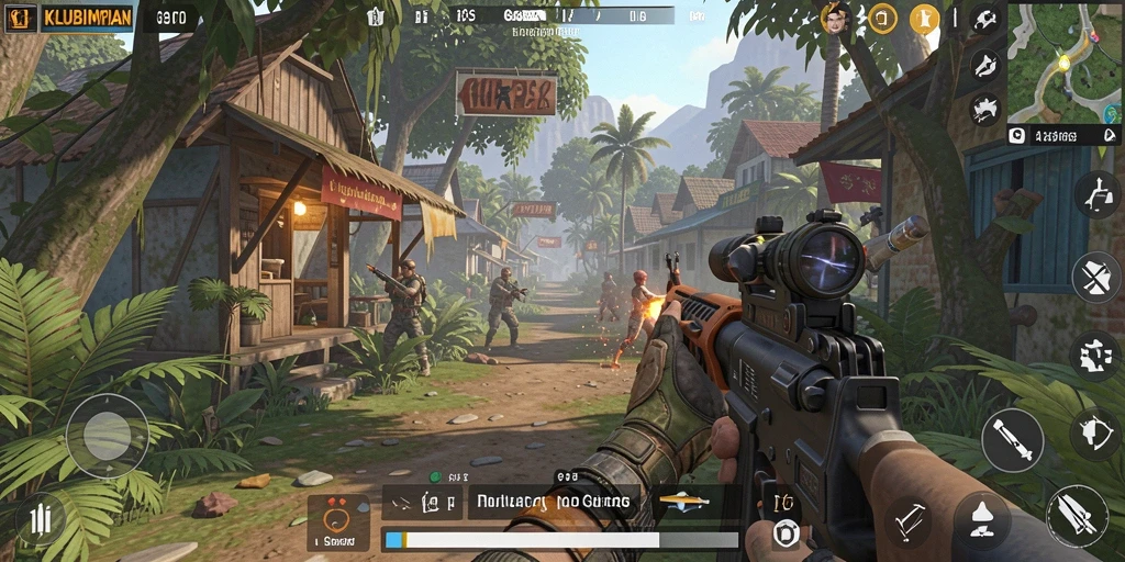 Tampilan gameplay seru di KLUBIMPIAN dengan aksi FPS yang mendebarkan.
