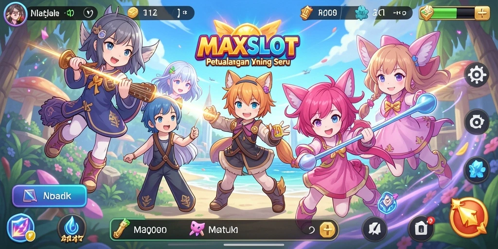 Gameplay seru MAXSLOT yang penuh warna dan karakter anime.