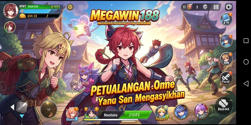 Tampilan seru dari gameplay MEGAWIN188 yang menampilkan karakter Anime.
