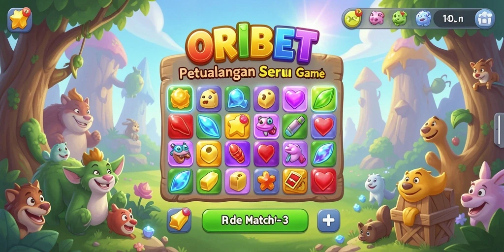 Gameplay seru dalam ORIBET dengan elemen Match-3 yang menantang.