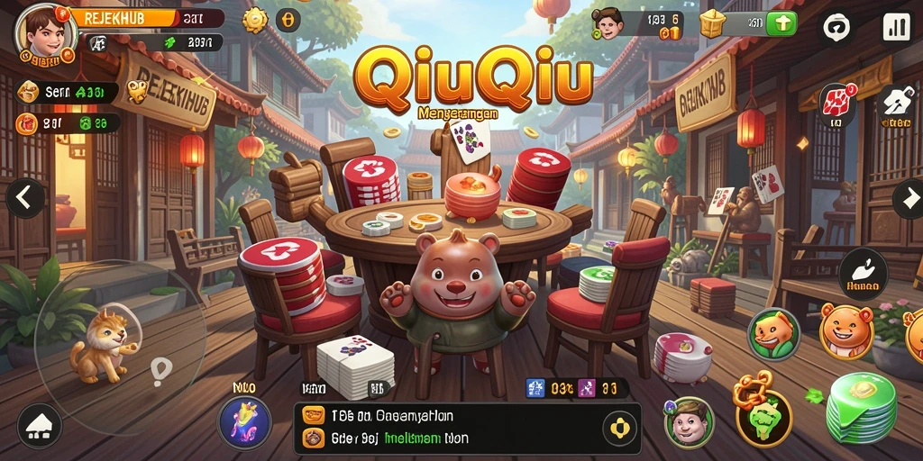 Screenshot gameplay seru dari REJEKIHUB yang menampilkan keseruan bermain QiuQiu.