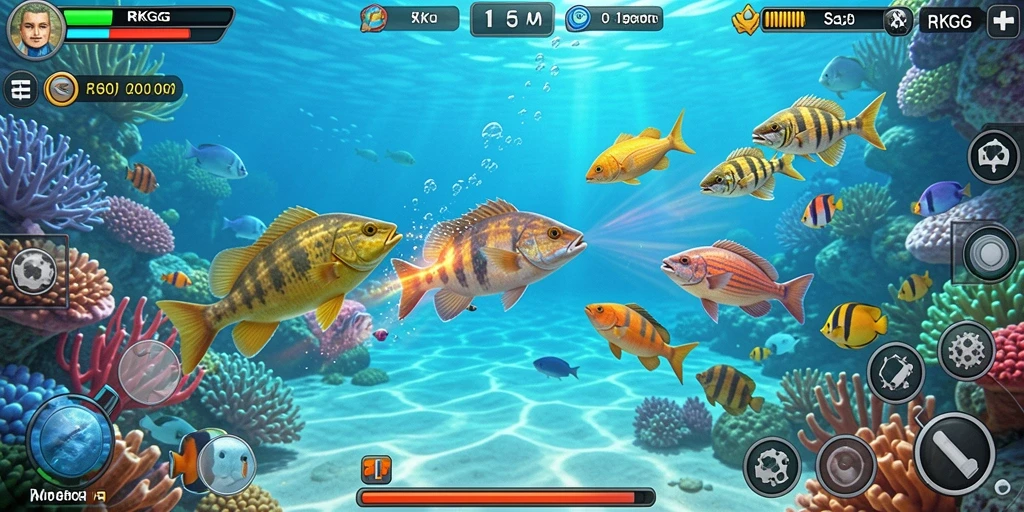 Screenshot RKGG menampilkan aksi seru menangkap ikan.