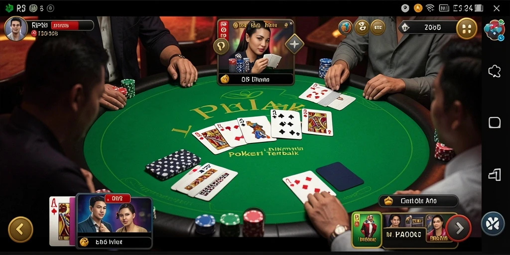 Screenshot permainan RP8 menampilkan gameplay seru Poker.