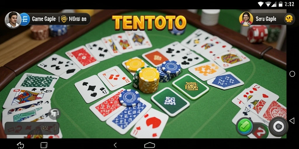 Screenshot TENTOTO menampilkan momen seru dalam permainan Gaple.